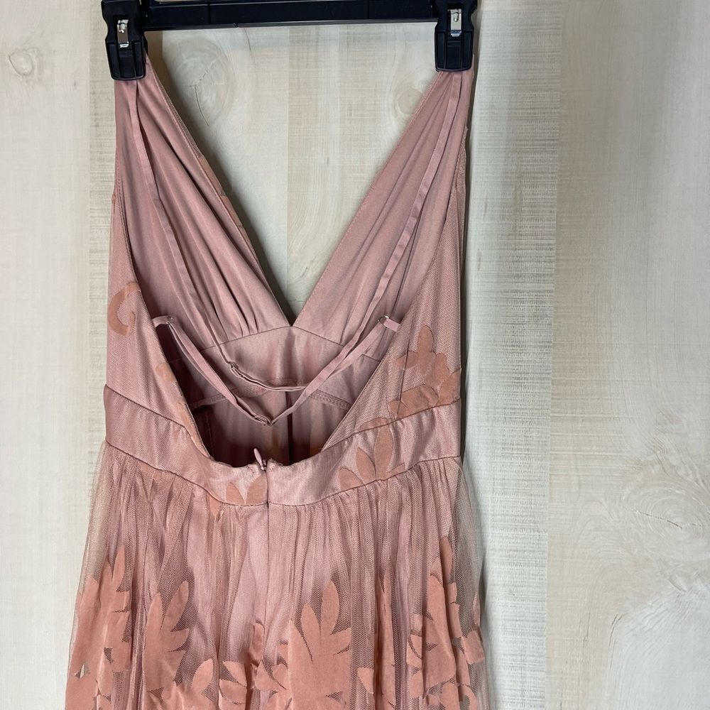 Dainty Houligan blush maxi dress spaghetti straps velvet flocking wedding small - Picture 11 of 16
